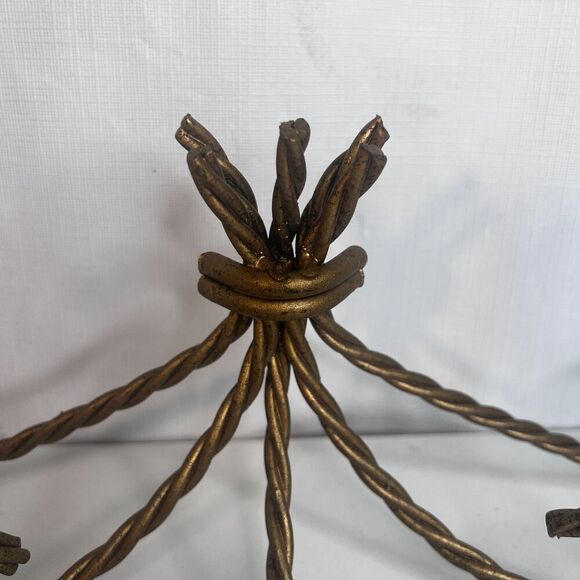 Gold Brass Twisted Rope Wall Sconce Shelf BASE VTG Decorative Regency Victorian - Picture 1 of 7